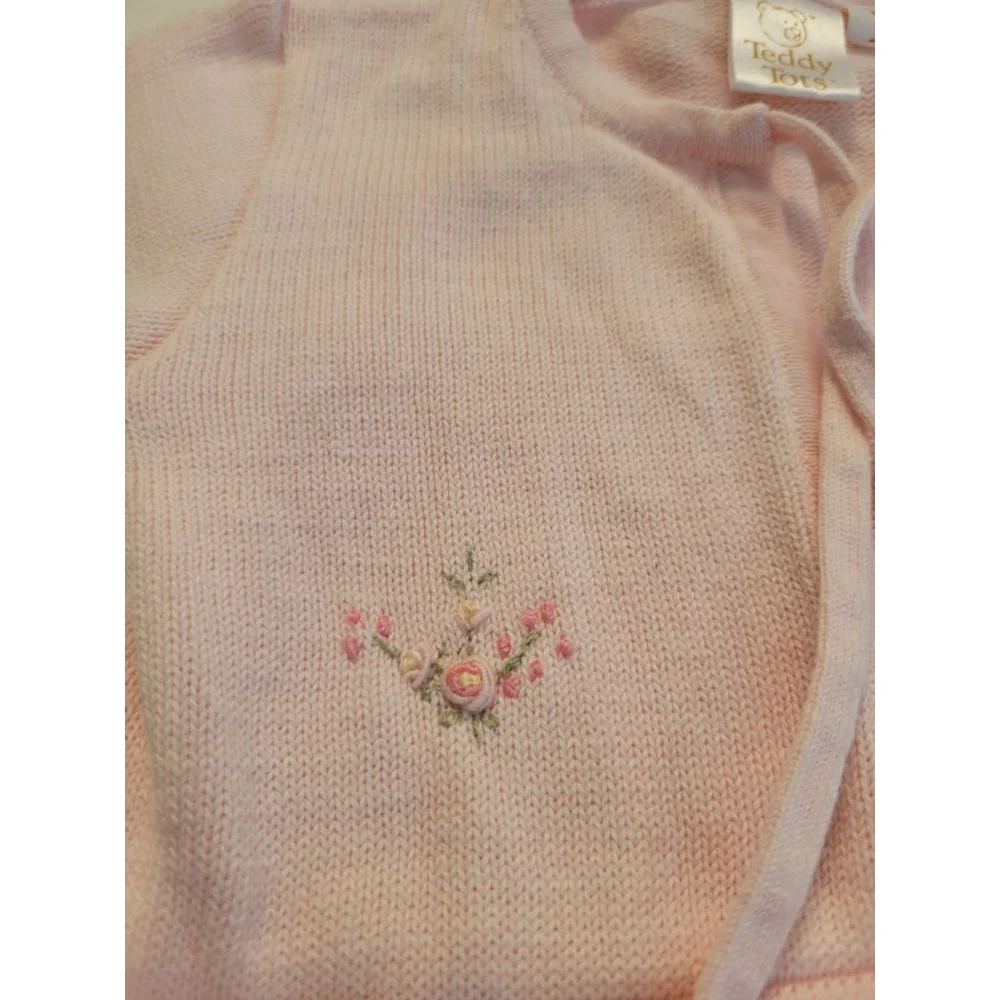 Bundle 2 Vintage Teddy Tots Baby Girl Pink Knit Sets Size 0